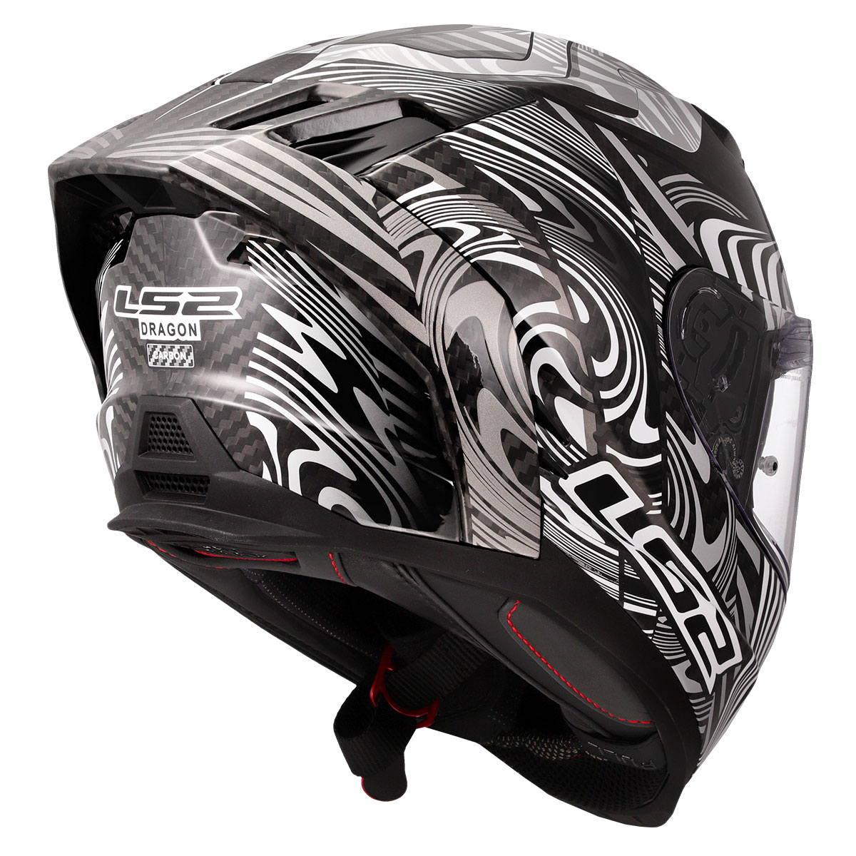 LS2 DRAGON KARBON ENTHUM SİYAH-GRİ KASK
